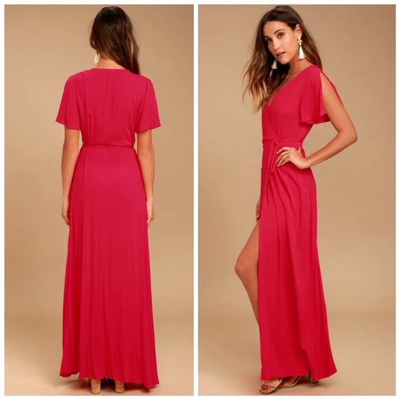 SOLD Lulus Much Obliged Red Wrap Maxi Dress - Picture 2 of 6